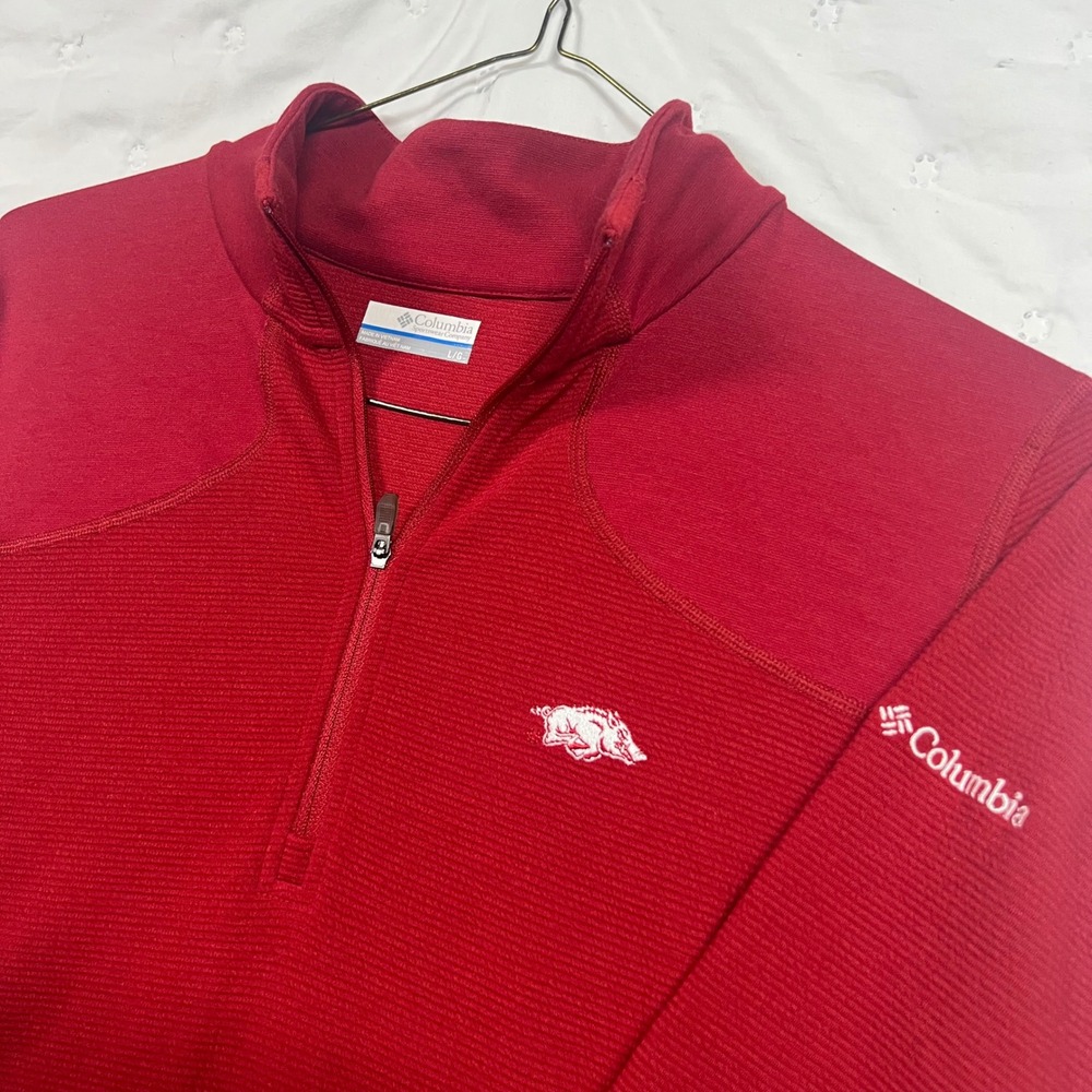 Columbia Arkansas Razorbacks Womens L Red Quarter Zip Pullover AL1222